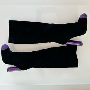 New Tom Ford $2700 Bead-Embellished Black Velvet purple Heel Boots It. 38